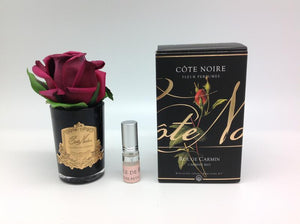 Cote Noire Perfumed Natural Touch Rose Bud 120mm | Carmine Red | Black Jar