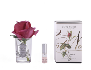 Cote Noire Perfumed Natural Touch Rose Bud 120mm | Carmine Red | Clear Jar