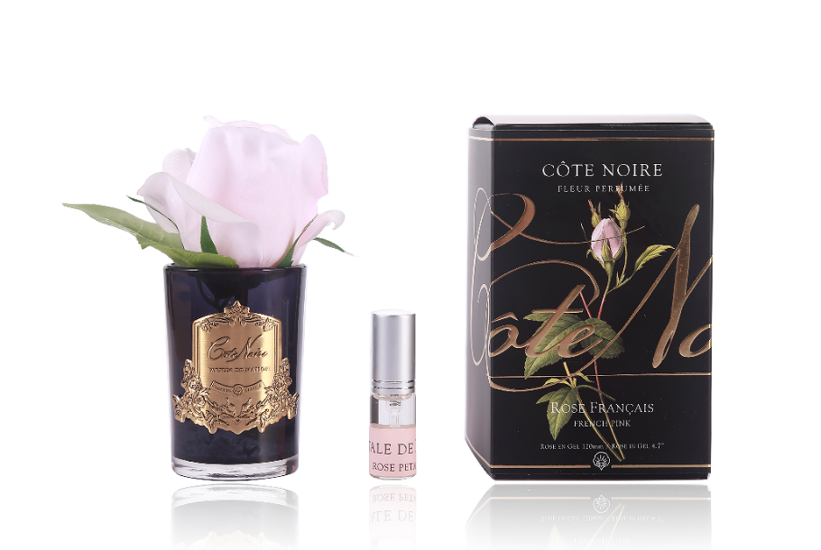 Cote Noire Perfumed Natural Touch Rose Bud 120mm | French Pink | Black Jar