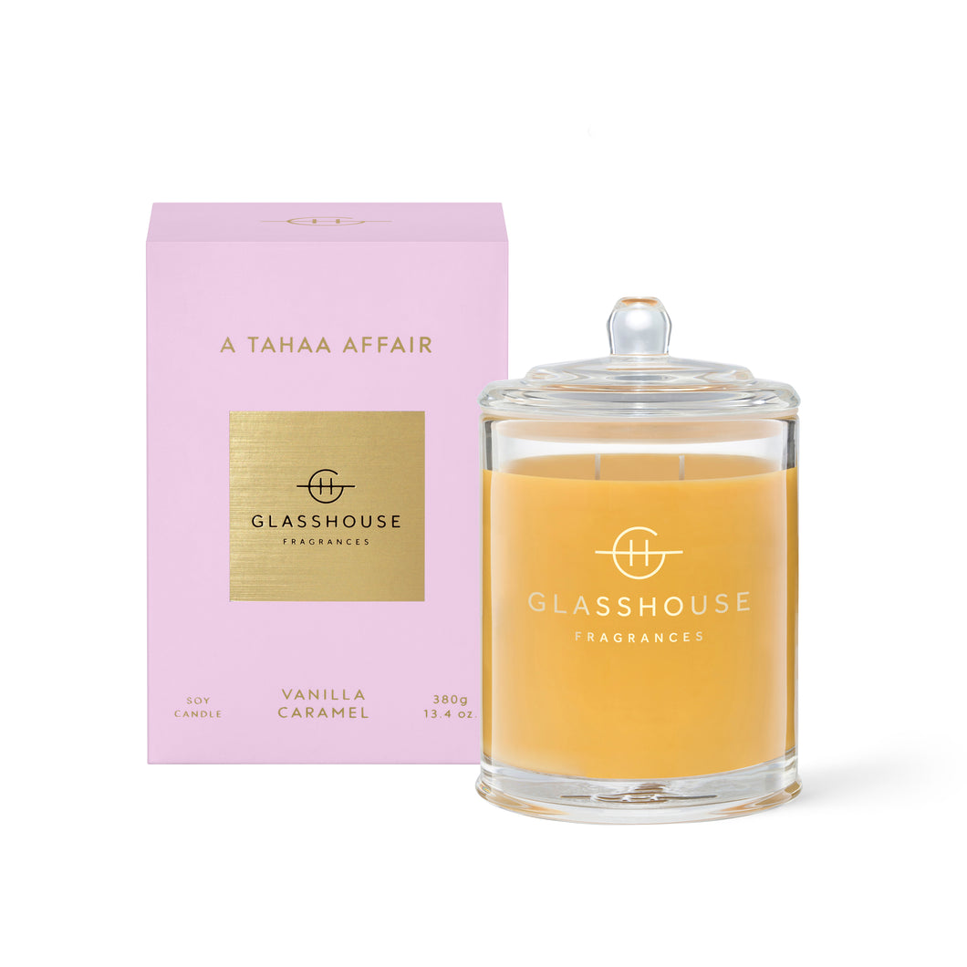 Glasshouse Fragrance A Tahaa Affair Triple Scented Soy Candle 380g | Vanilla Caramel