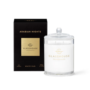 Glasshouse Fragrance Arabian Nights Triple Scented Soy Candle 380g | White Oud