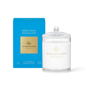 Glasshouse Fragrance Bora Bora Bungalow Triple Scented Soy Candle 380g | Cilantro & Orange Zest