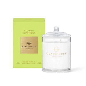 Glasshouse Fragrance Flower Symphony Triple Scented Soy Candle 380g | White Rose & Pear Blossom