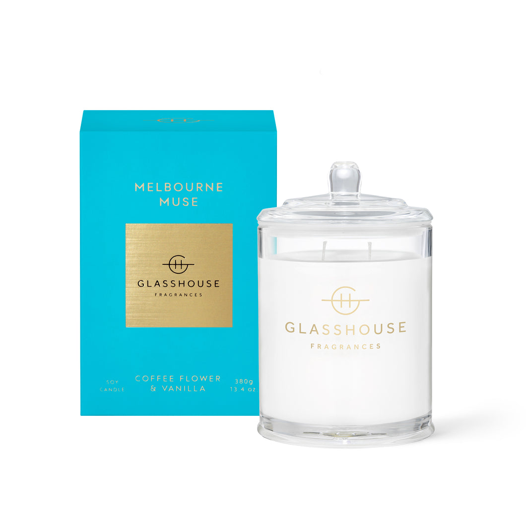 Glasshouse Fragrance Melbourne Muse Triple Scented Soy Candle 380g | Coffee Flower & Vanilla