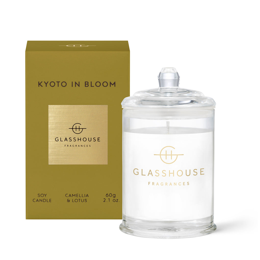 Glasshouse Fragrance Kyoto in Bloom Triple Scented Soy Candle 60g | Camellia & Lotus