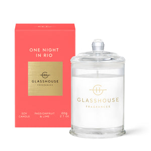 Glasshouse Fragrance One Night in Rio Triple Scented Soy Candle 60g | Passionfruit & Lime