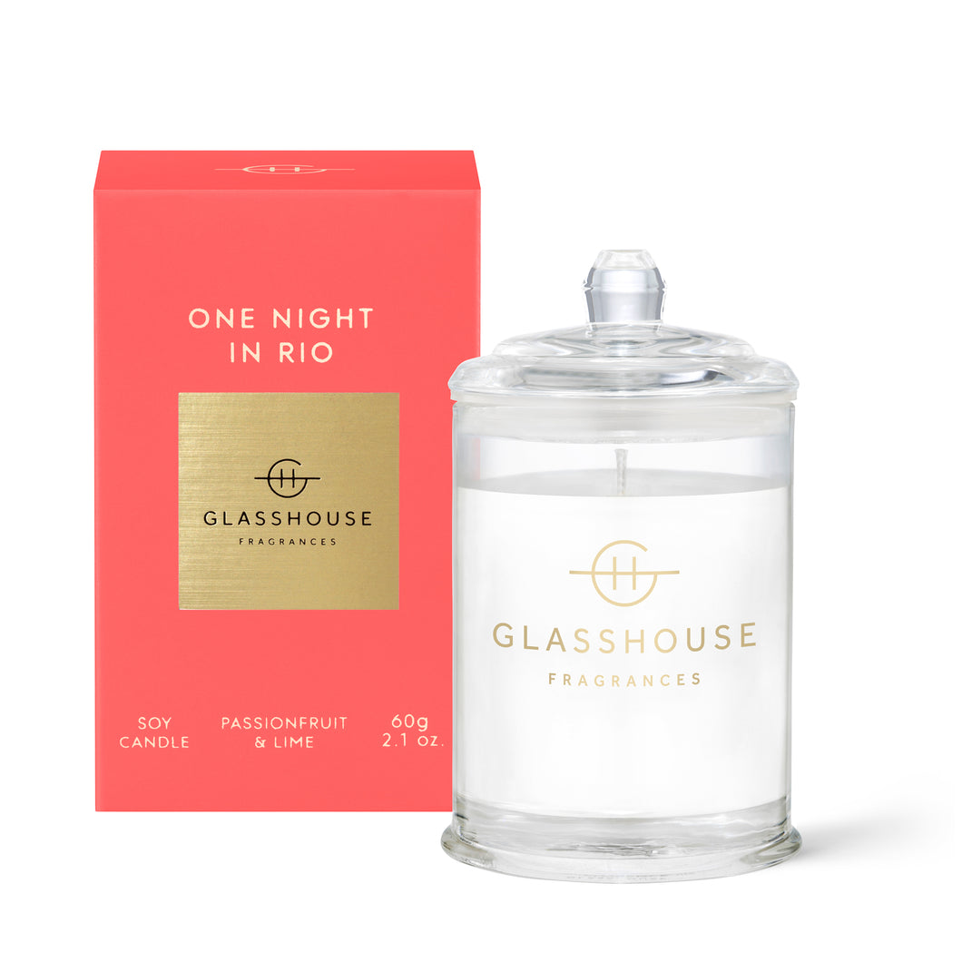 Glasshouse Fragrance One Night in Rio Triple Scented Soy Candle 60g | Passionfruit & Lime